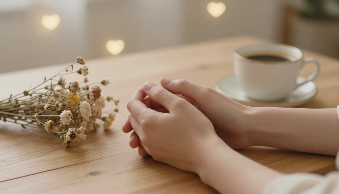 A romantic close-up scene of two hands holding each other ge...