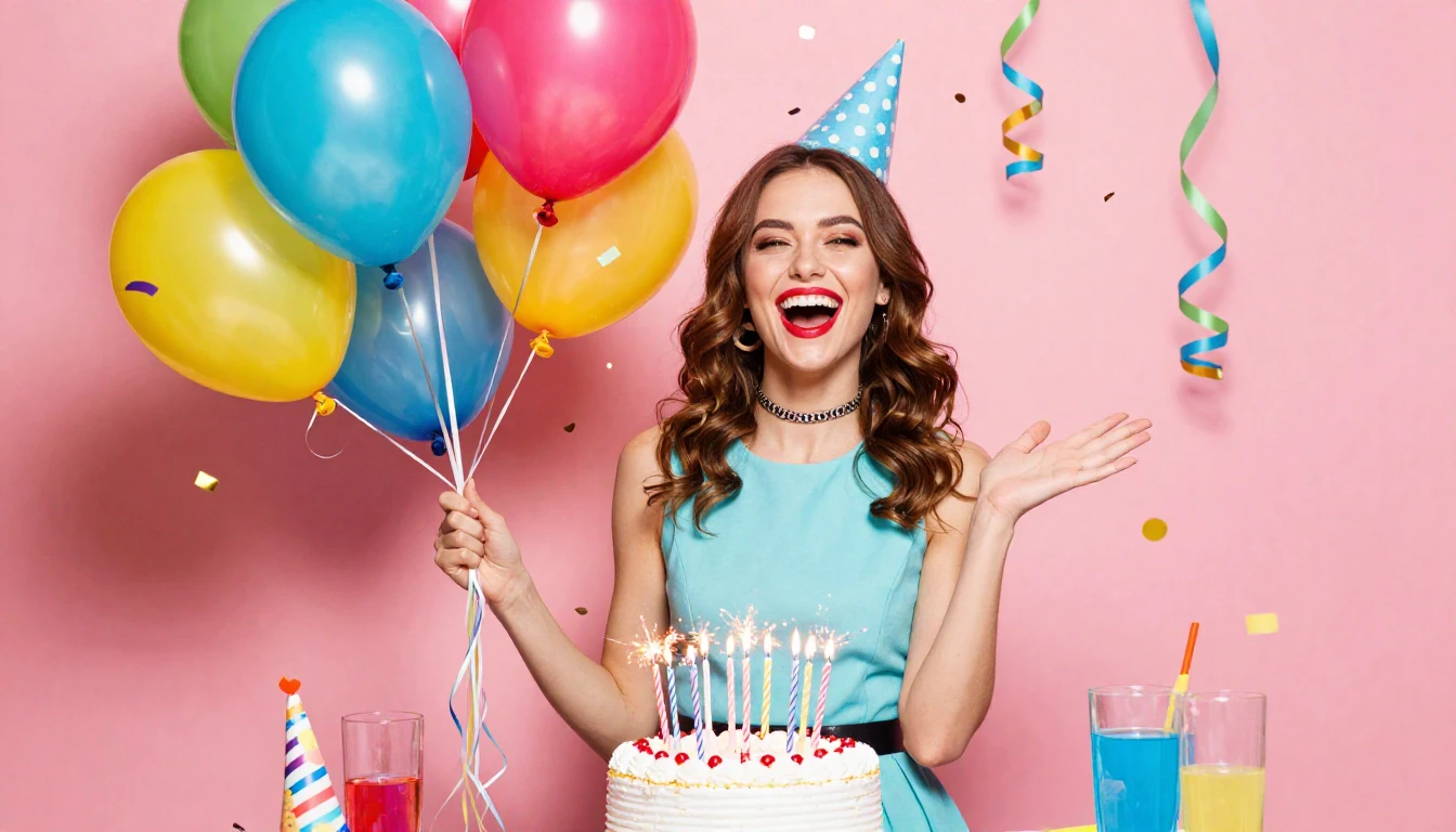 A vibrant and colorful birthday celebration scene featuring ...