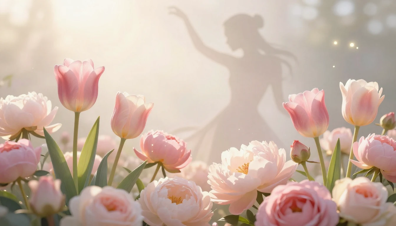 A beautiful, elegant composition of blooming spring flowers ...