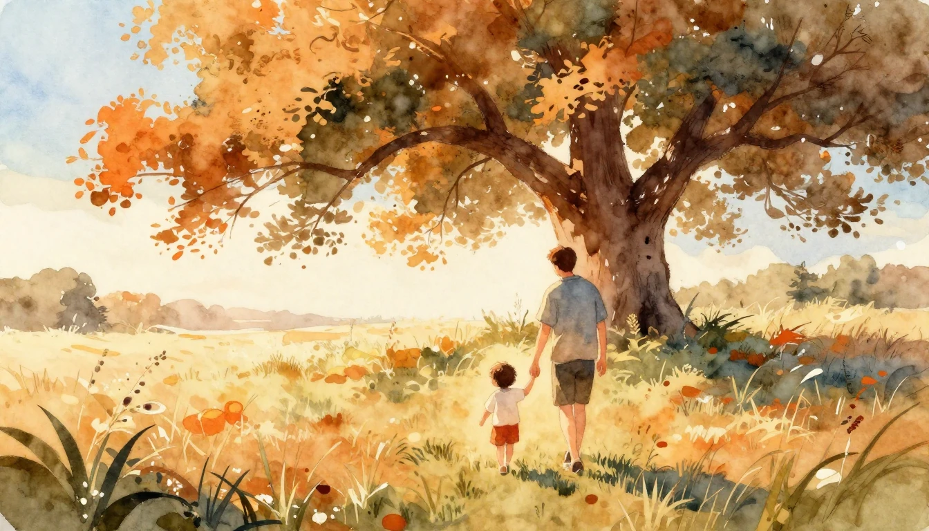 A beautiful watercolor illustration capturing a tender momen...