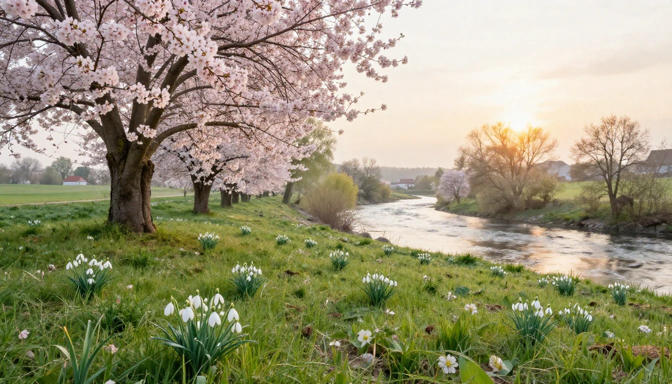 A beautiful spring landscape in the Romanian countryside. Bl...