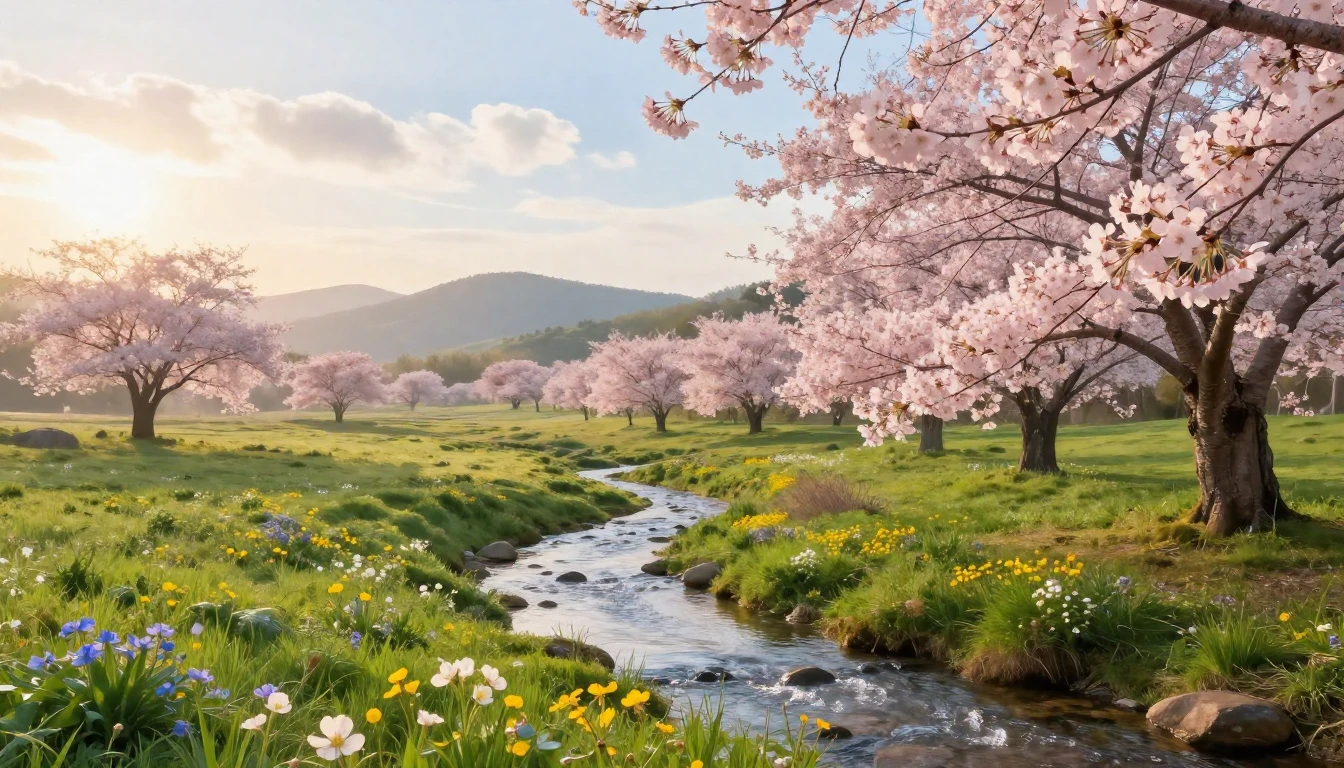 A breathtaking landscape capturing the essence of early spri...