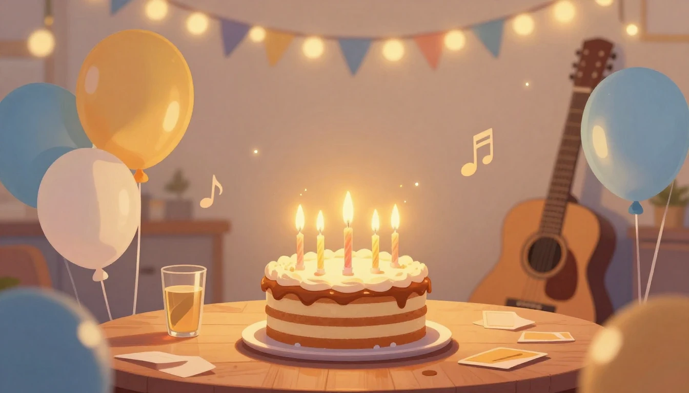 A warm and festive illustration of a birthday celebration fo...