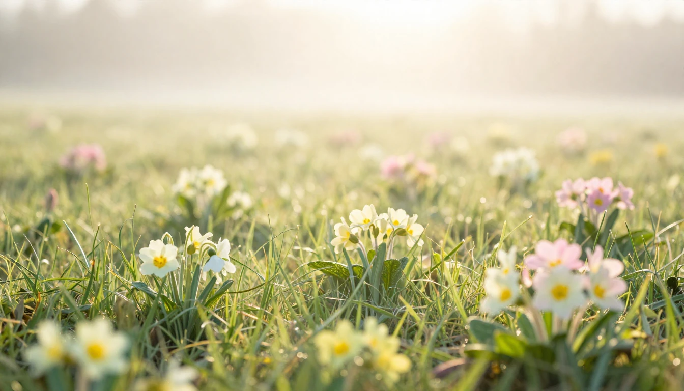 A breathtaking landscape of a sun-drenched meadow at dawn du...
