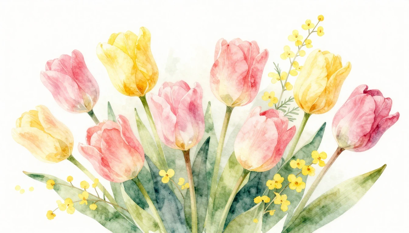 A beautiful watercolor painting of blooming spring flowers l...