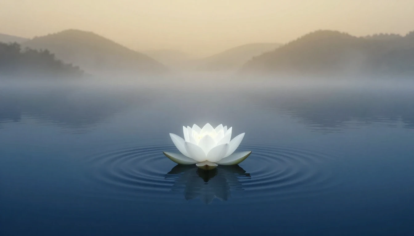 A minimalist and serene visual representation of tranquility...