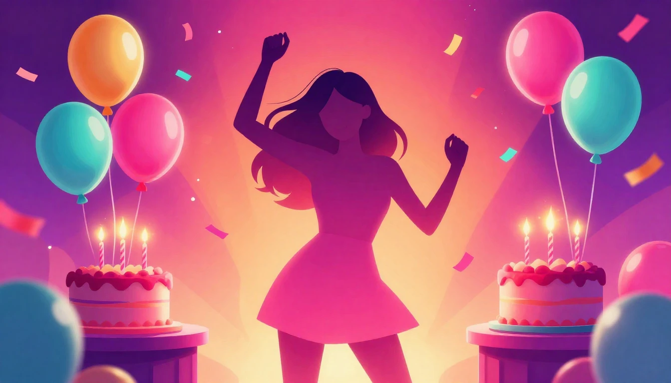 A vibrant and festive scene featuring a stylized illustratio...