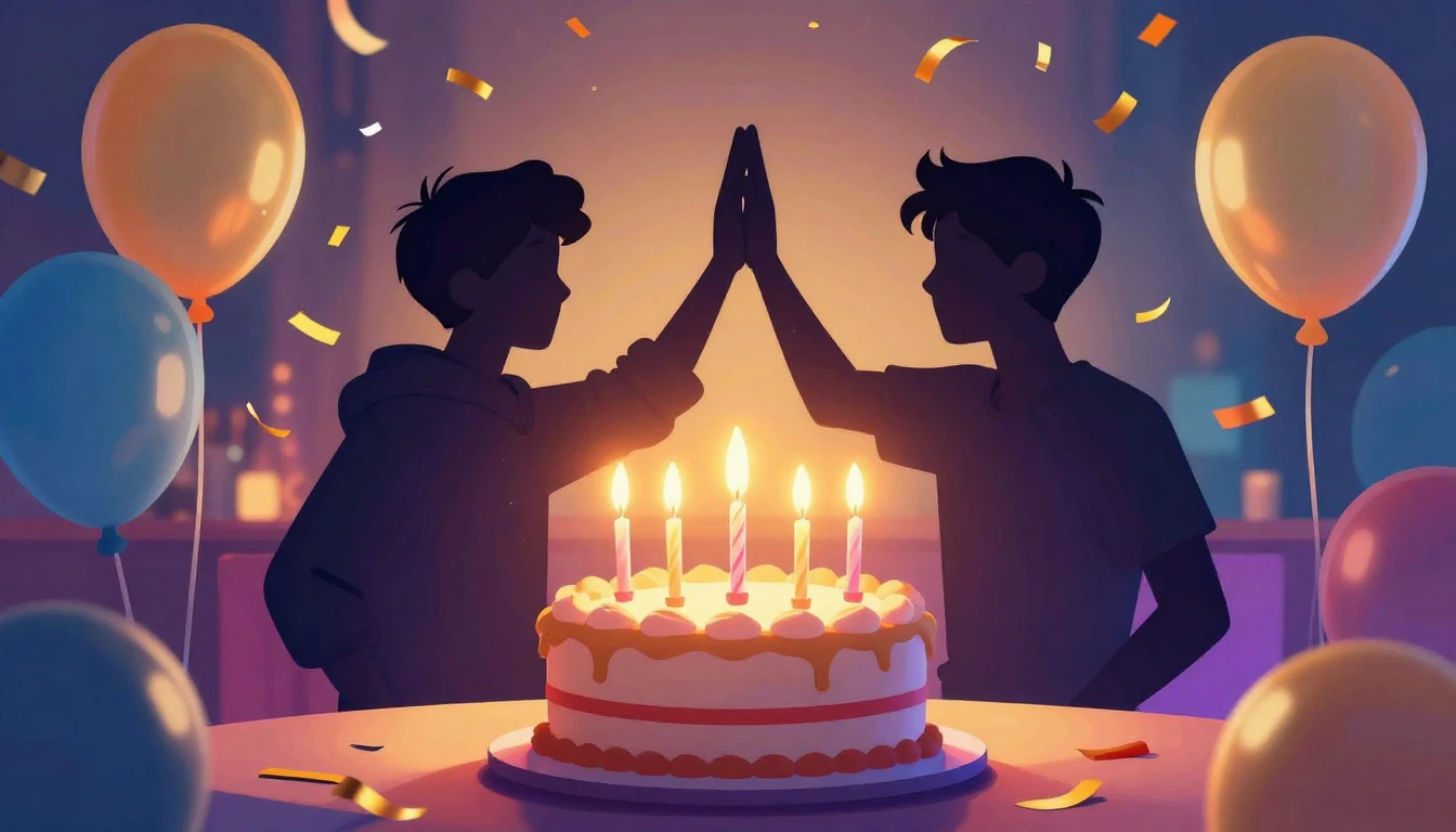 A festive and vibrant digital artwork celebrating a birthday...