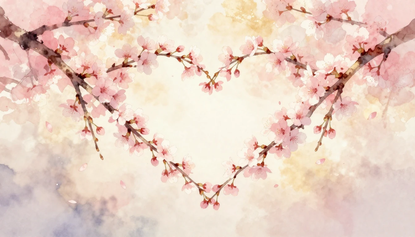 A beautiful and delicate watercolor painting of two intertwi...