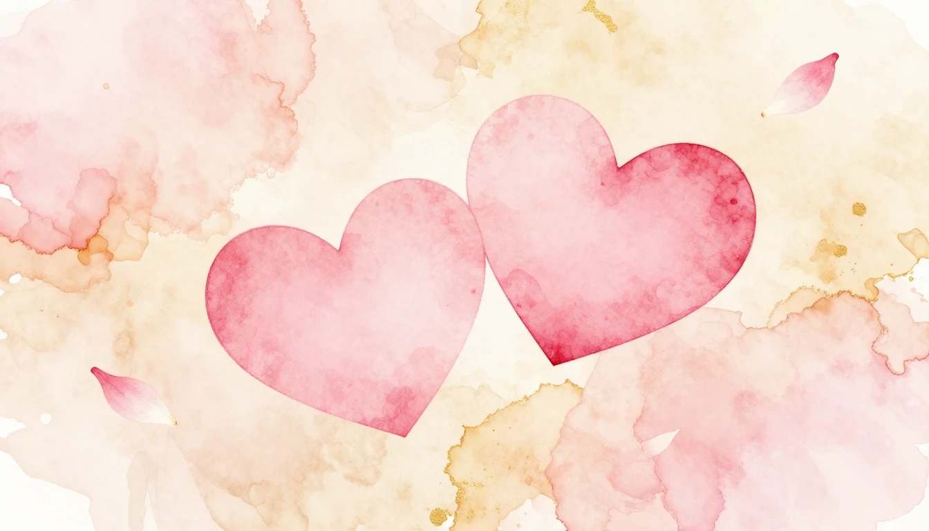 A beautiful watercolor illustration of two soft pink hearts ...