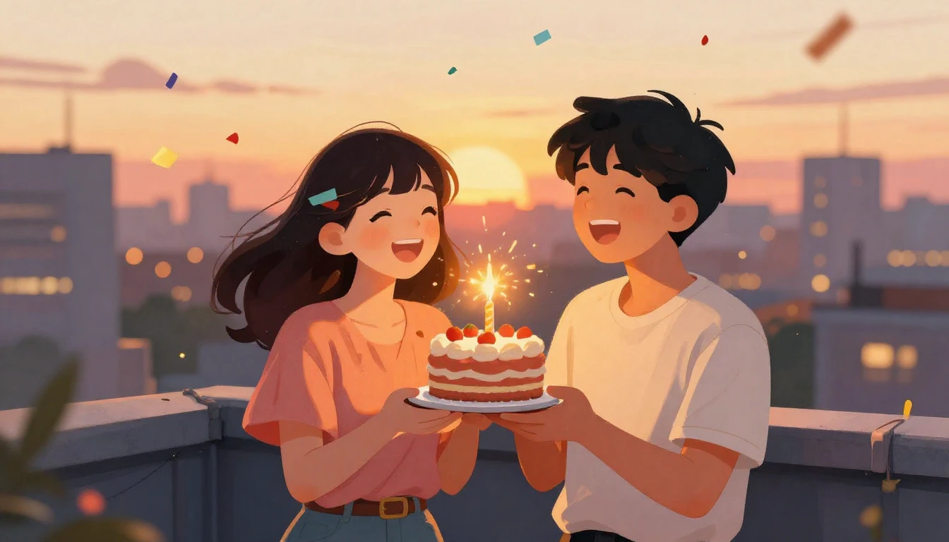 A heartwarming digital art illustration of two best friends ...