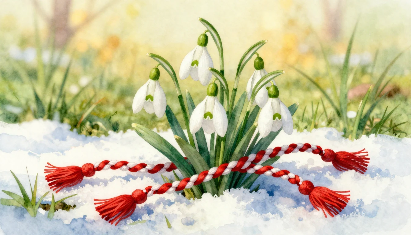 A beautiful watercolor illustration of delicate white snowdr...