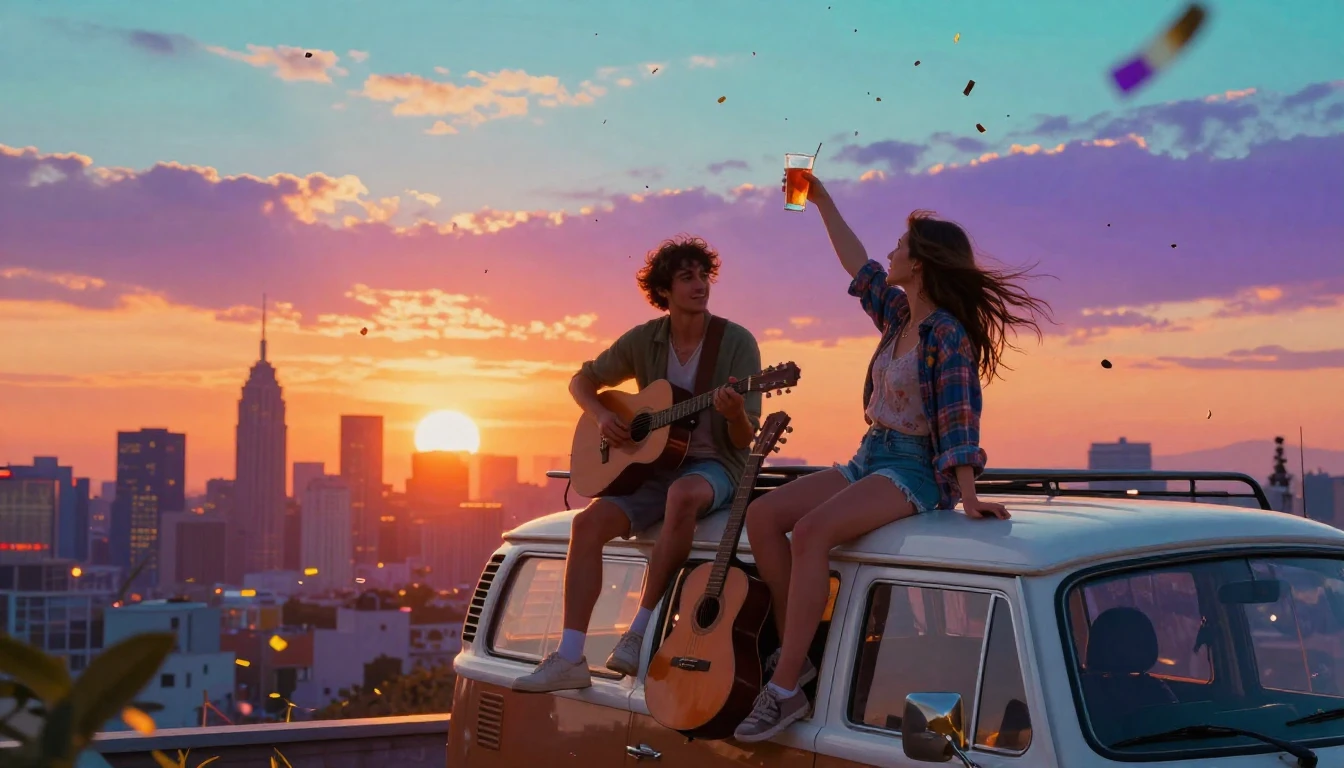 A vibrant and energetic digital artwork depicting two best f...