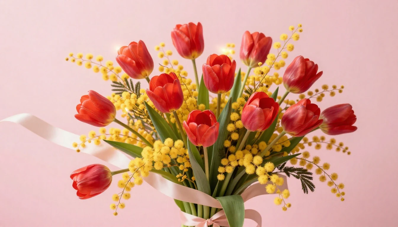 A beautiful and vibrant spring composition featuring a lush ...