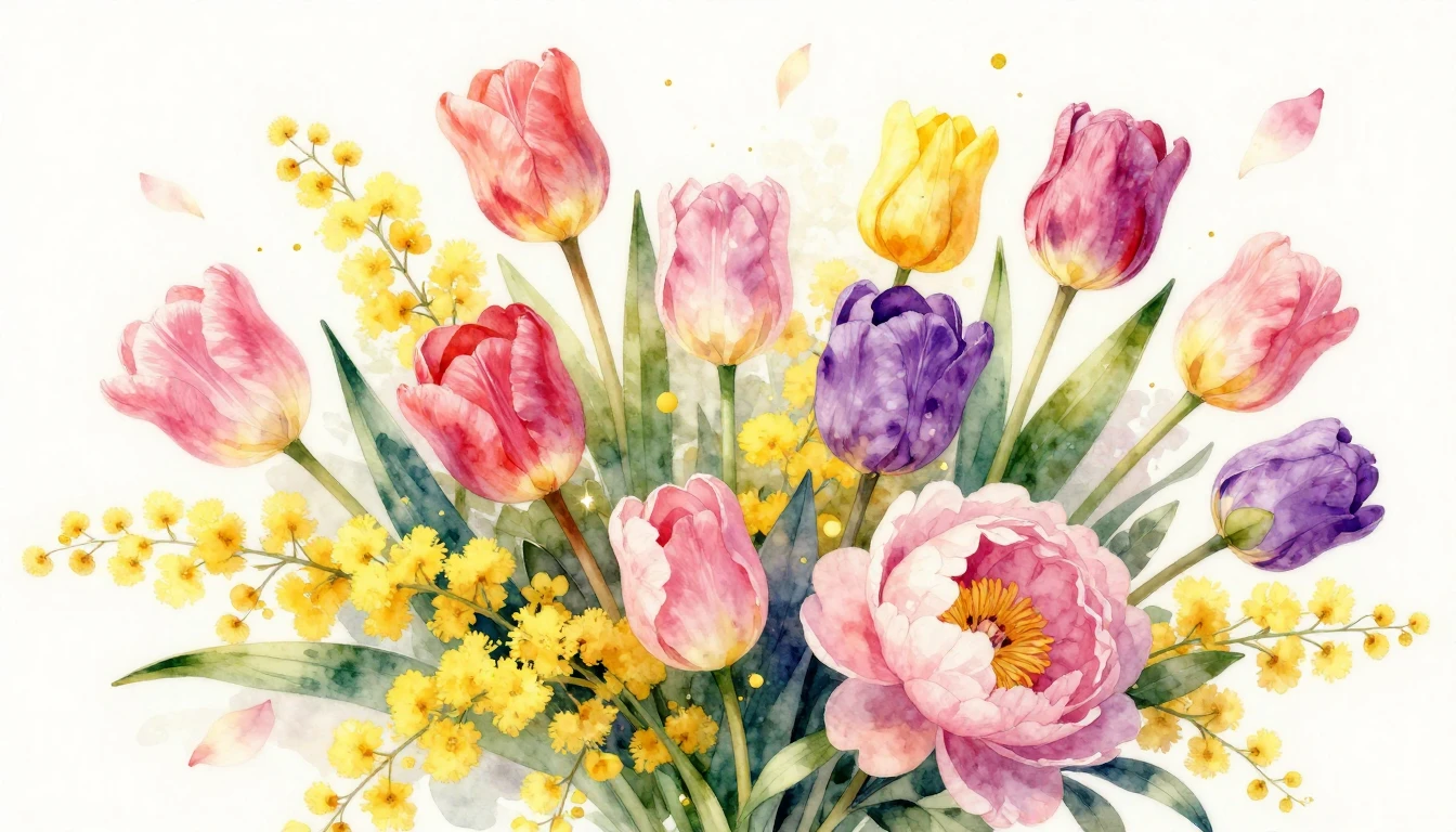 A vibrant and artistic watercolor painting featuring a lush ...
