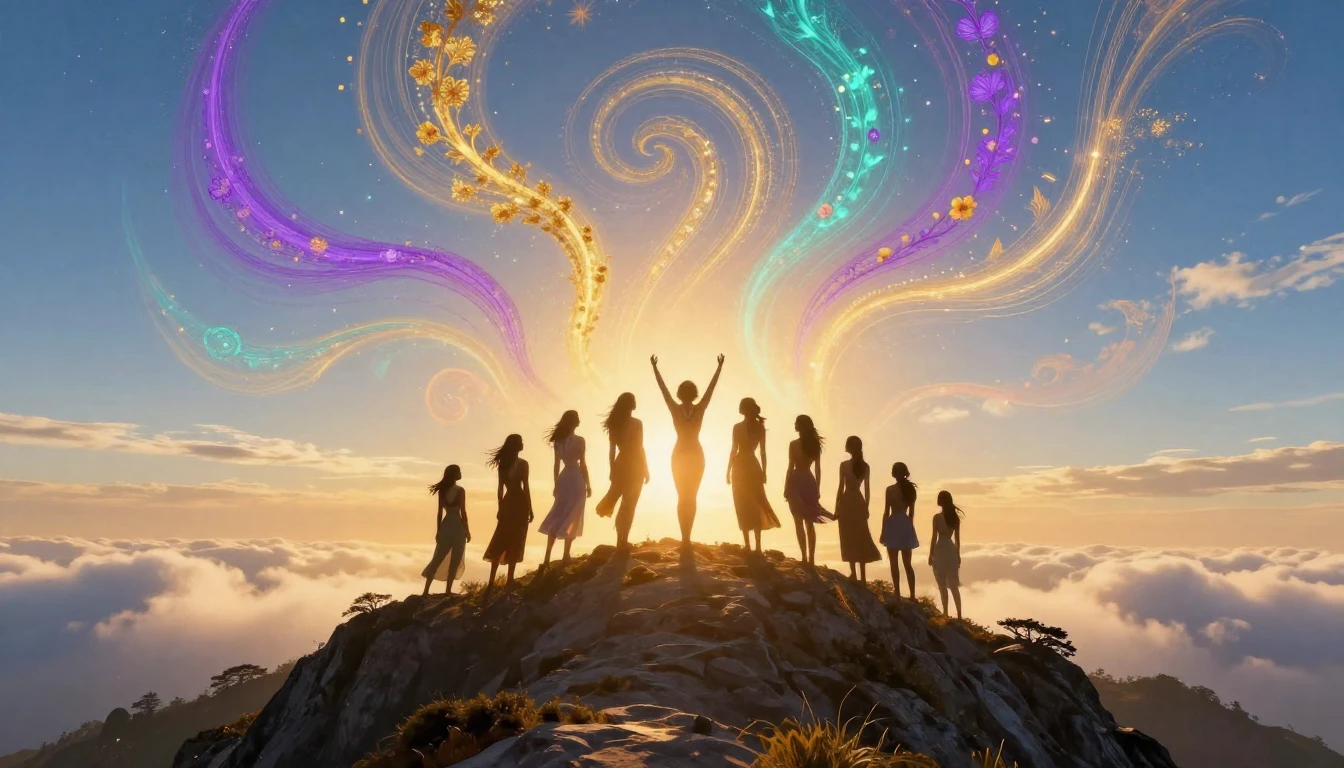 A vibrant and symbolic composition representing growth and u...