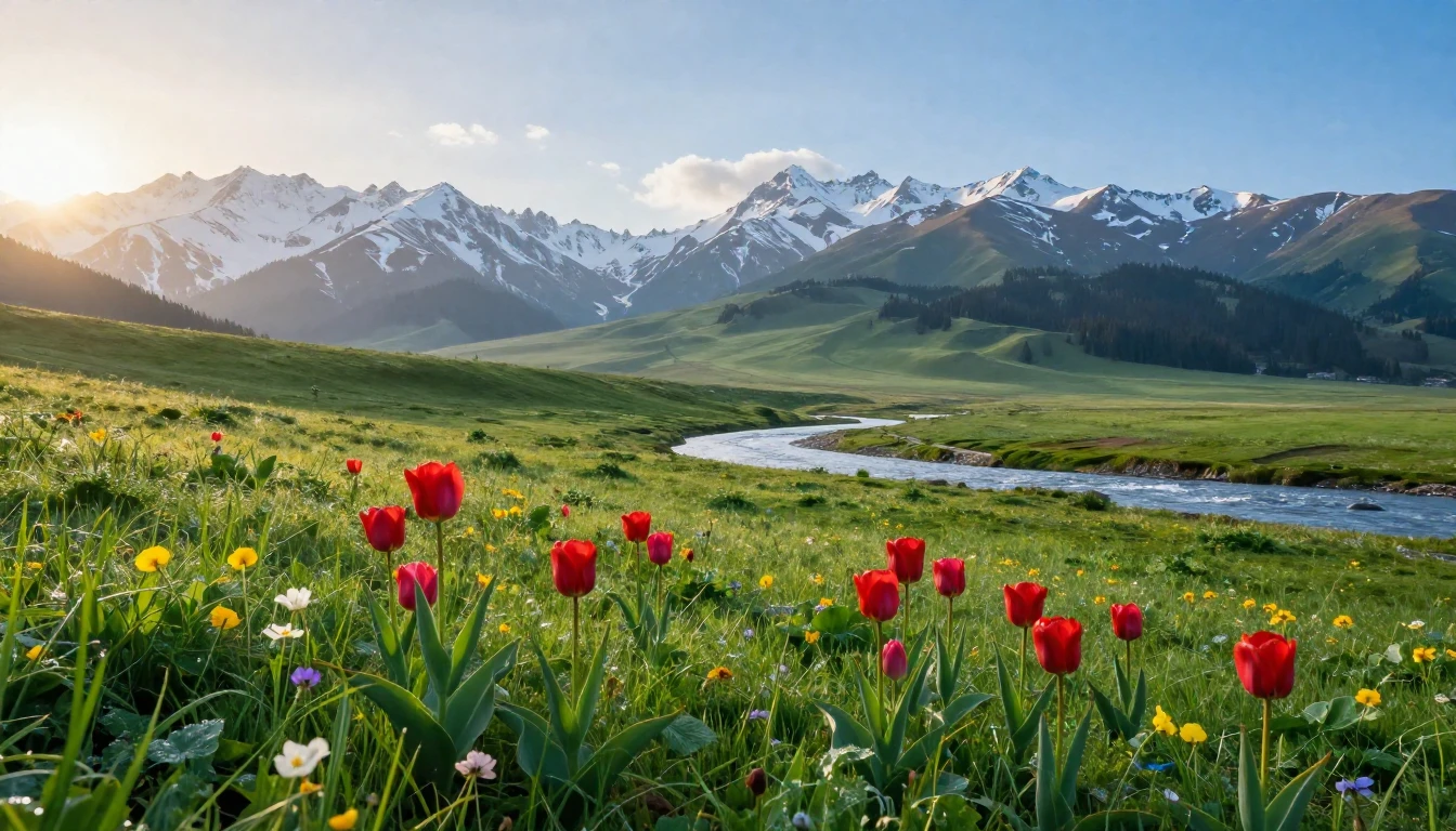 A serene landscape capturing the essence of the Central Asia...