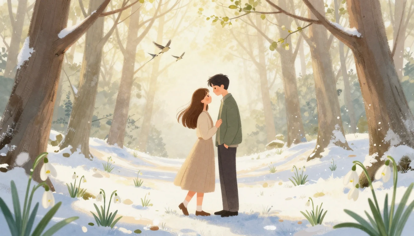 A romantic and soft illustration representing early spring l...