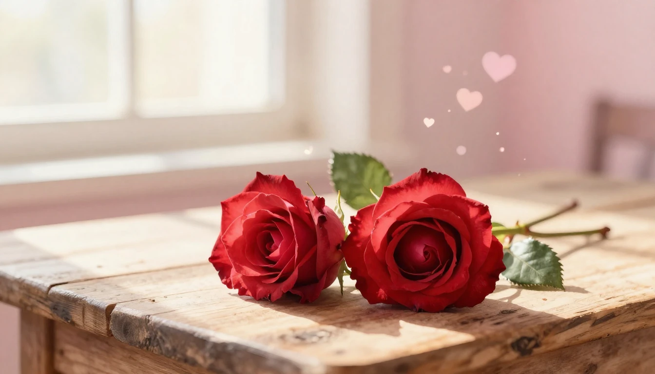 A beautiful watercolor painting of two delicate red roses in...