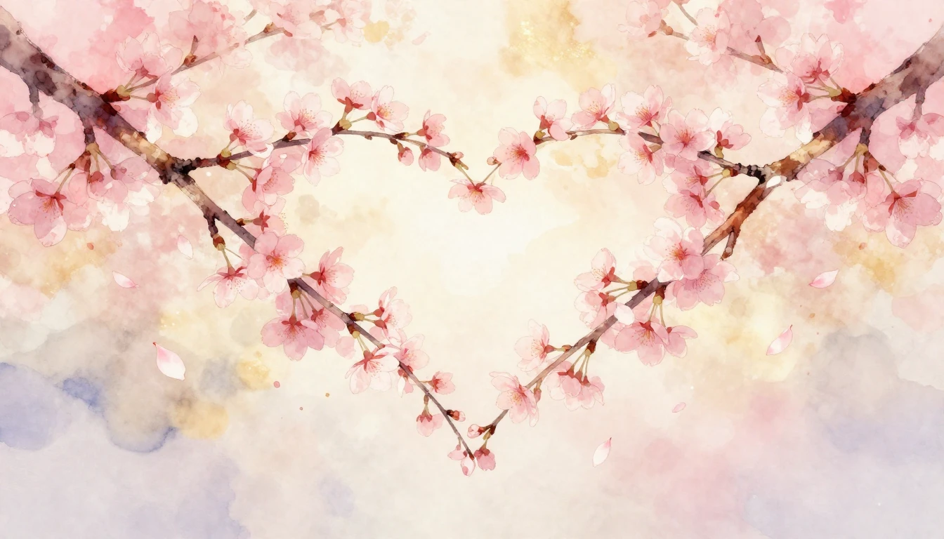 A beautiful and delicate watercolor painting of two intertwi...