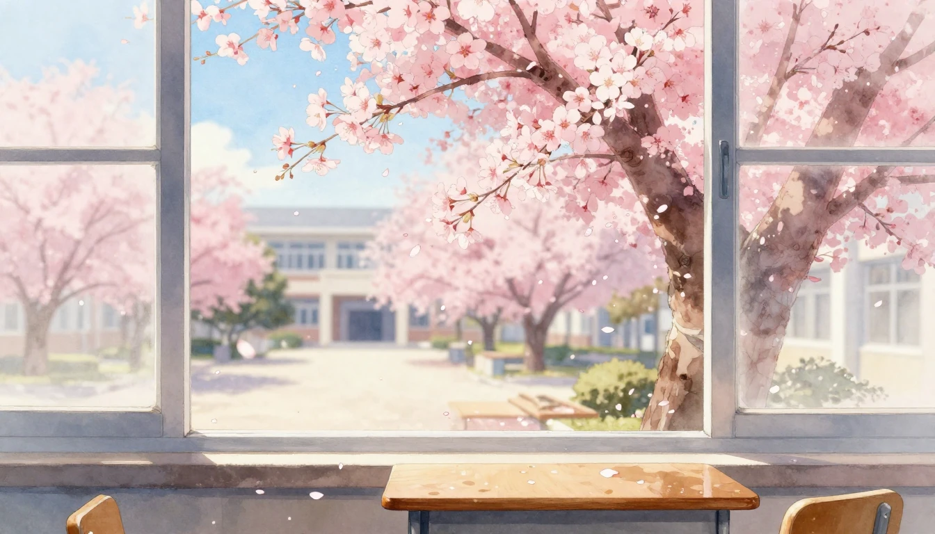 A beautiful watercolor painting of a cherry blossom tree in ...
