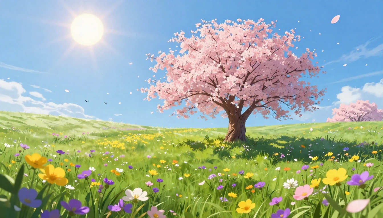 A vibrant and artistic scene depicting the arrival of spring...