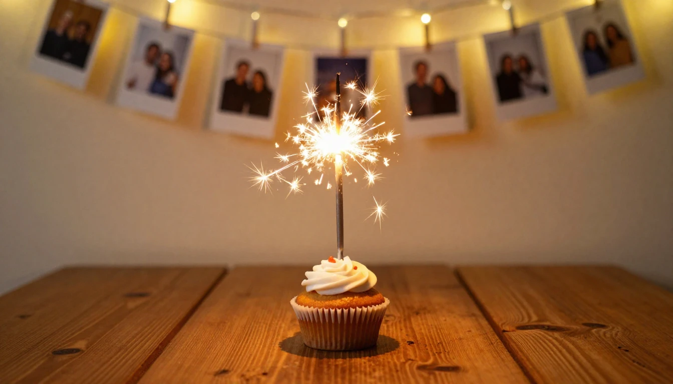 A warm and nostalgic scene featuring a rustic wooden table w...
