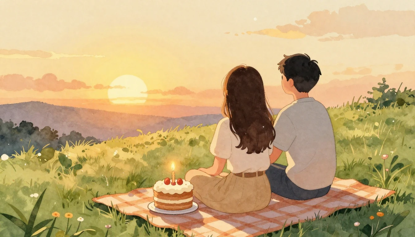 A heartwarming watercolor illustration showing two close fri...