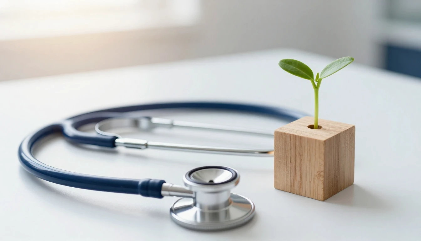 A serene and professional medical-themed scene. A stethoscop...