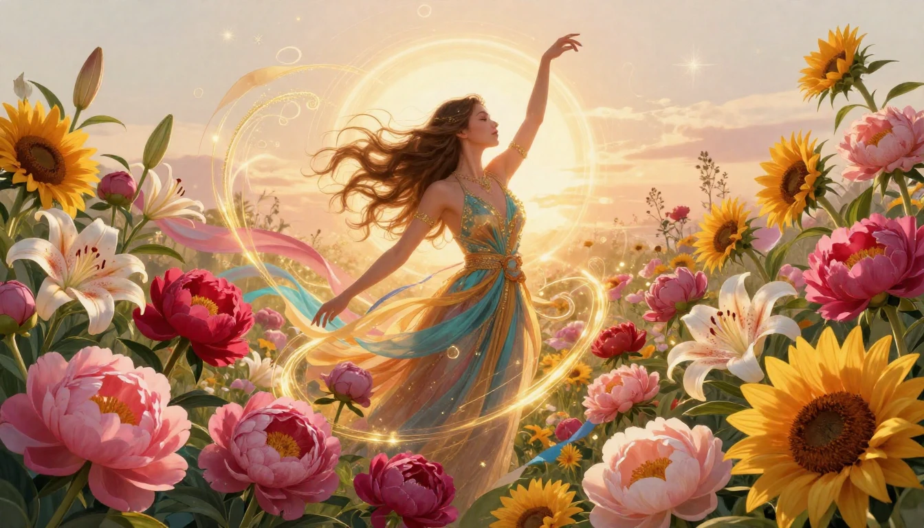 A vibrant and artistic composition celebrating feminine ener...