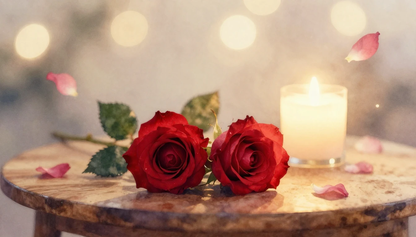 A dreamy and ethereal watercolor painting of two intertwined...