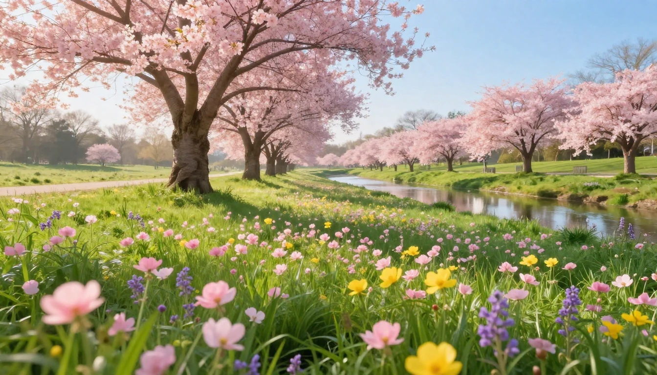 A breathtaking landscape of a lush green meadow filled with ...