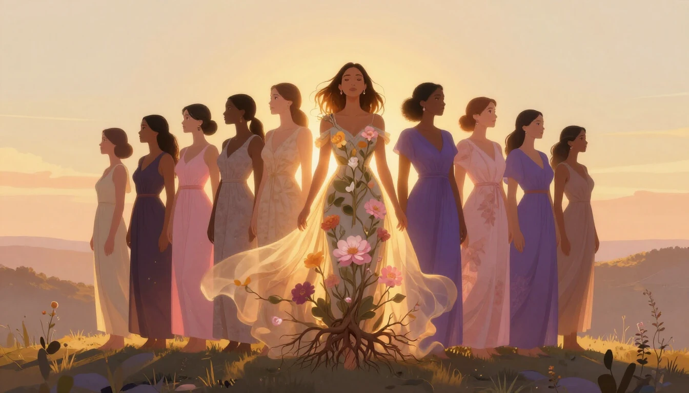 A stunning digital art illustration depicting a diverse grou...