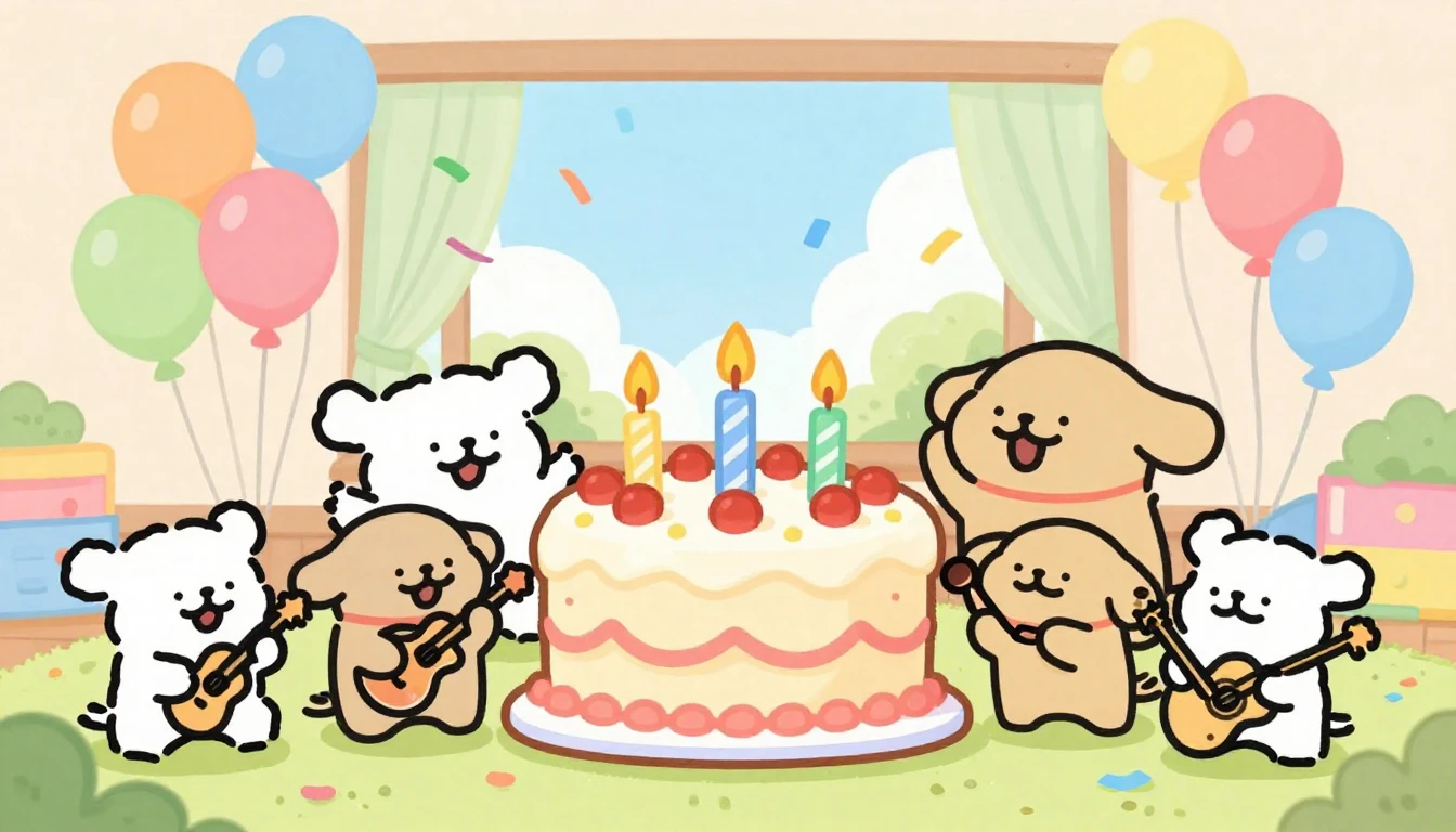 A colorful and joyful birthday party scene for a child, feat...