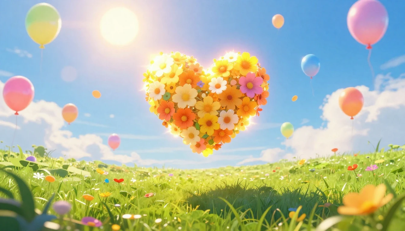 A vibrant and colorful scene representing universal happines...