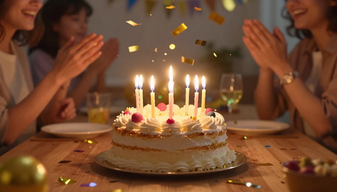 A festive and joyful birthday scene, a beautifully decorated...