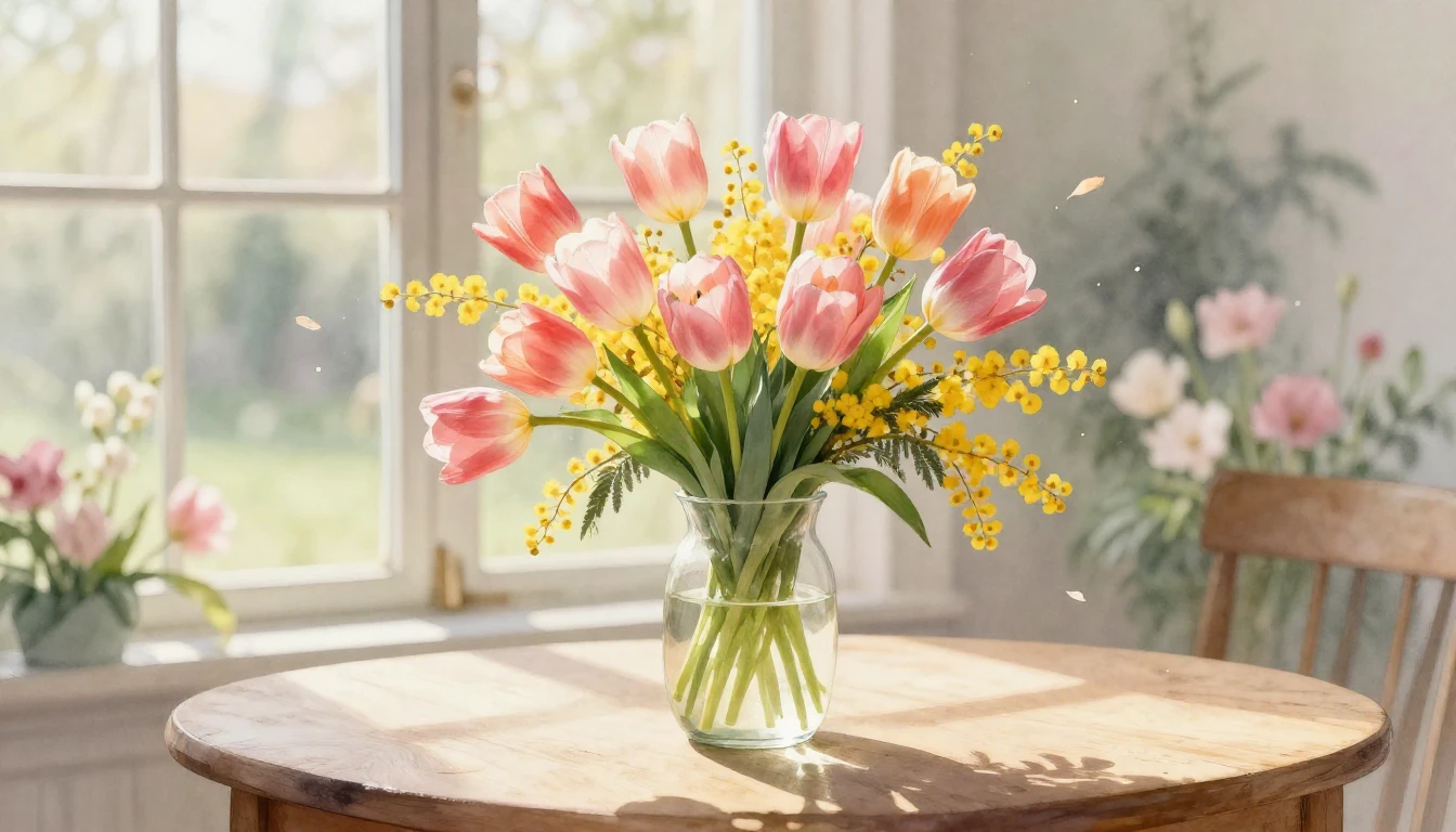 A delicate watercolor painting capturing the essence of spri...