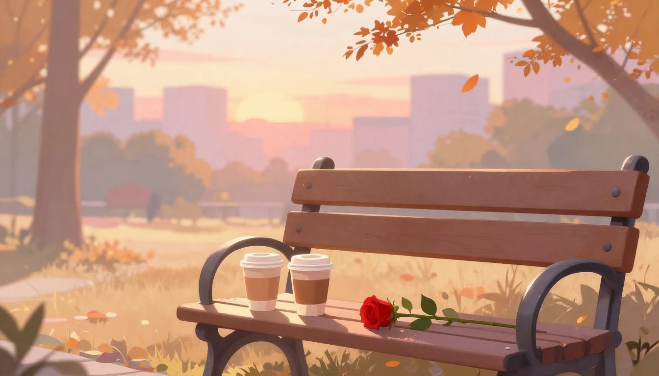 A warm and romantic digital art illustration depicting a ser...