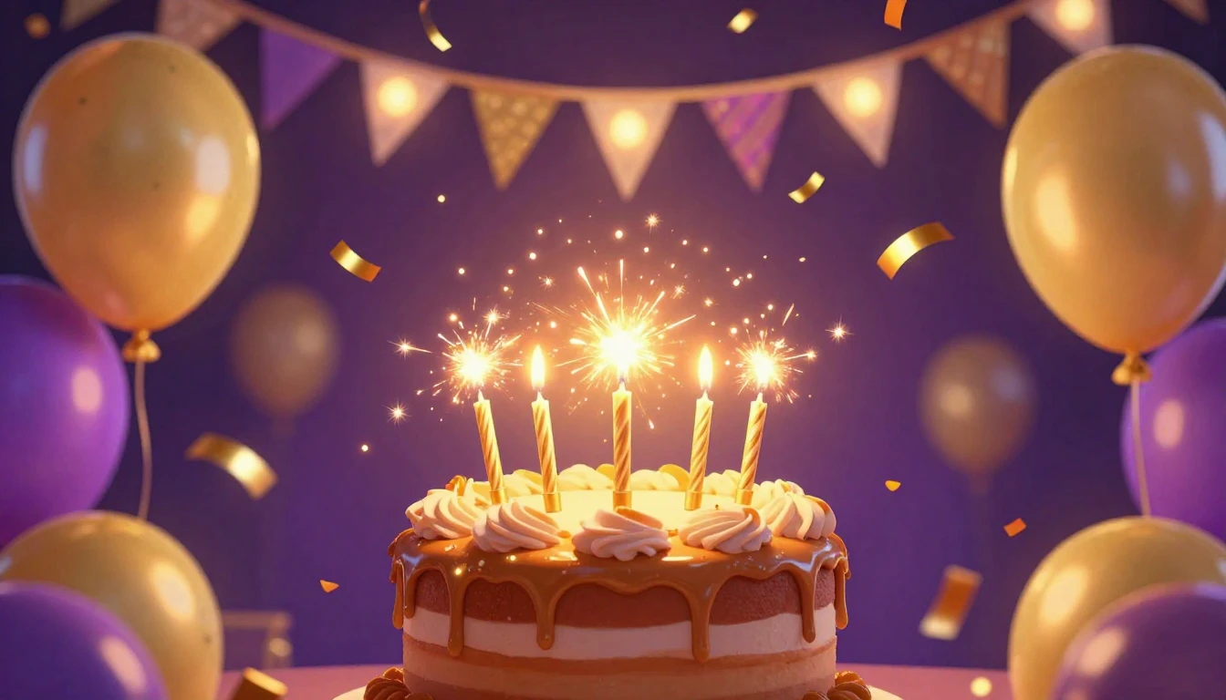 A vibrant and festive birthday celebration scene, digital ar...