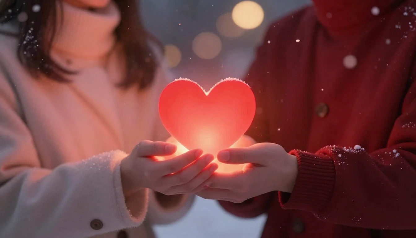 A romantic and dreamy illustration focusing on a pair of han...