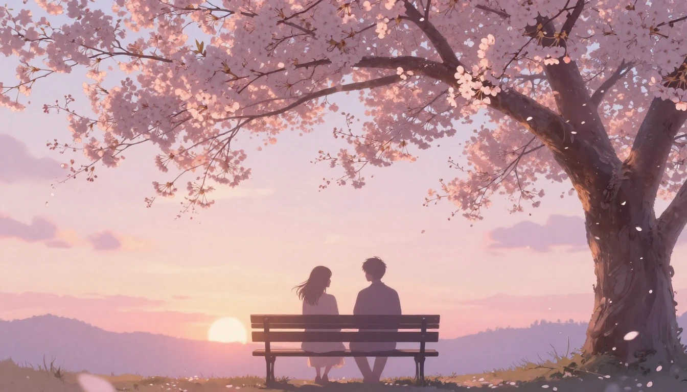 A dreamy and ethereal scene featuring two delicate silhouett...