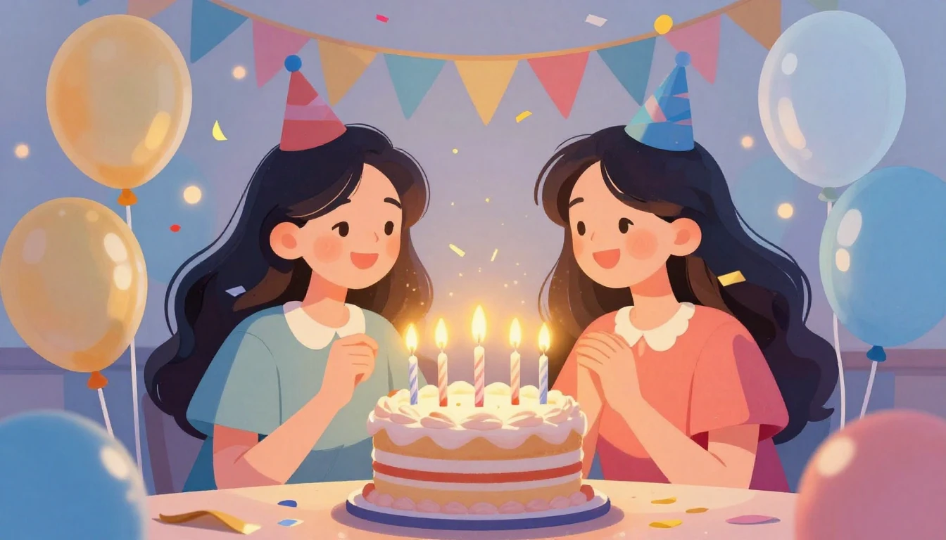 A vibrant and colorful birthday celebration scene for a best...