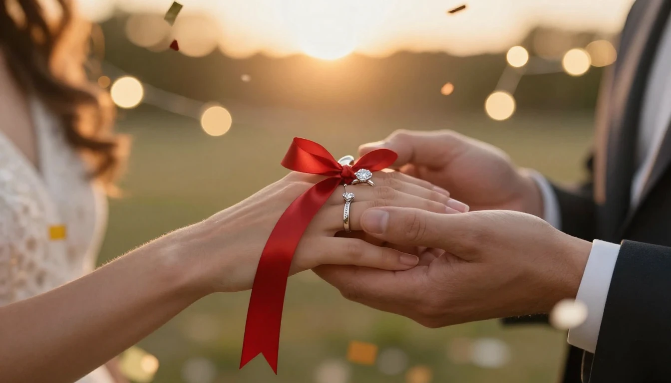 A close-up cinematic shot of a couple's hands holding each o...