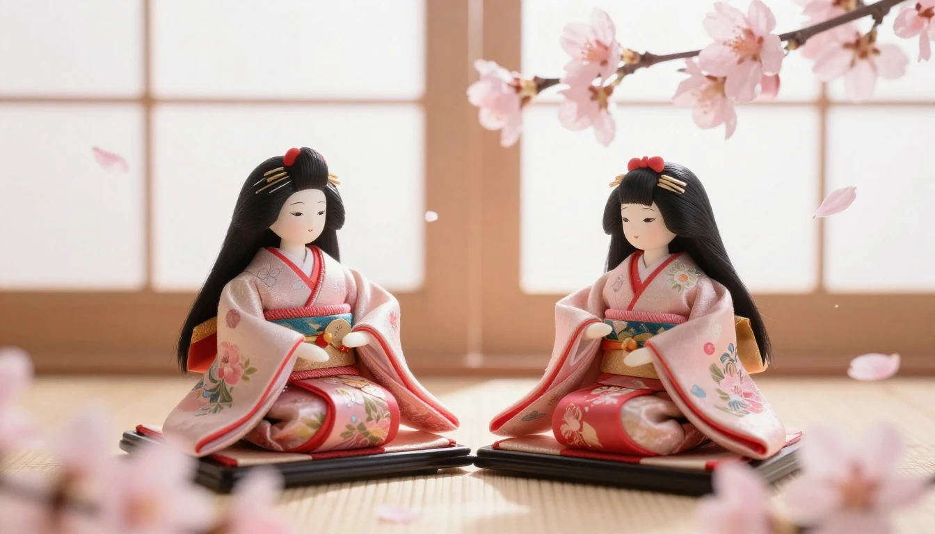 A delicate and ethereal scene featuring traditional Japanese...