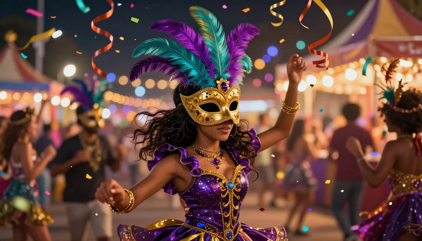 A vibrant and explosive digital illustration of a carnival c...