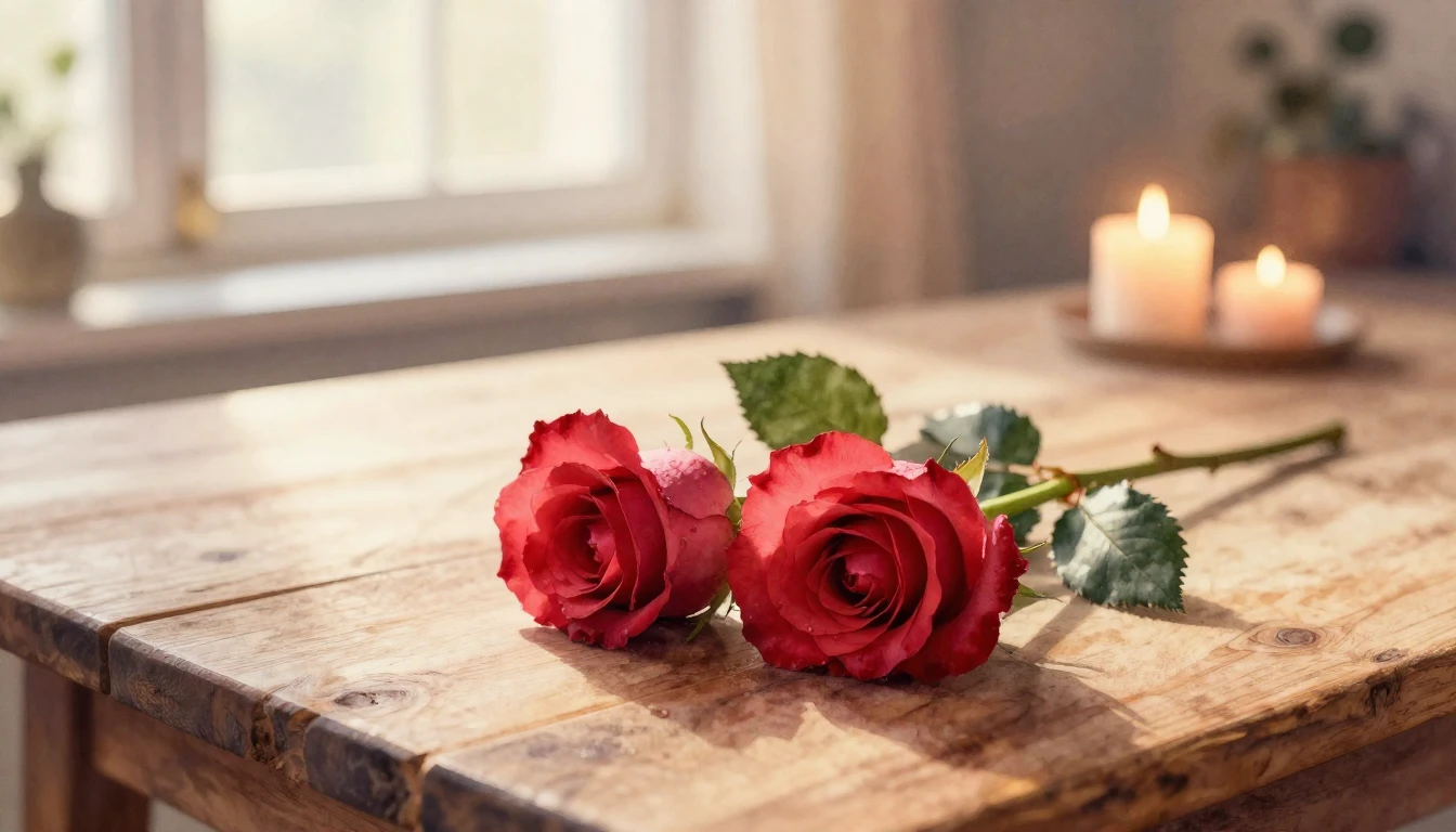 A beautiful watercolor painting of two delicate red roses in...