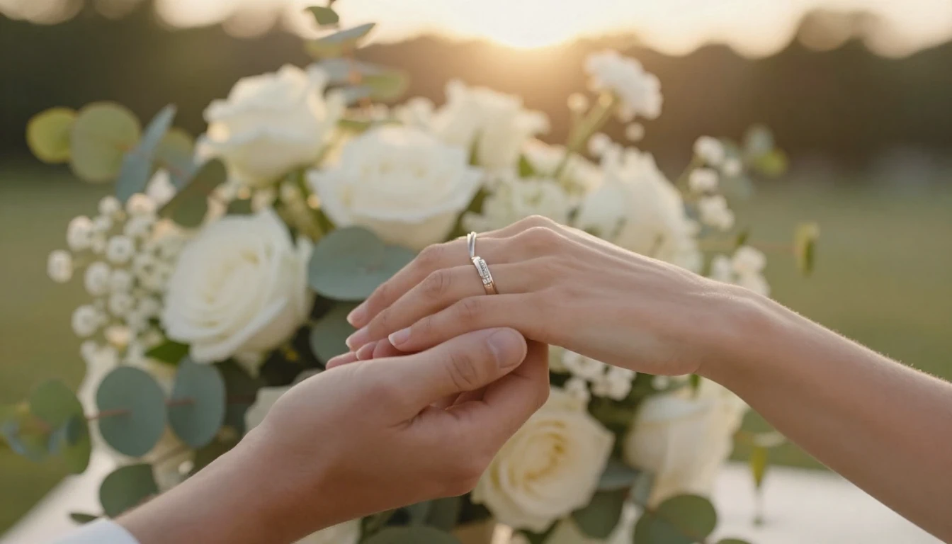 A romantic and delicate composition featuring two hands gent...