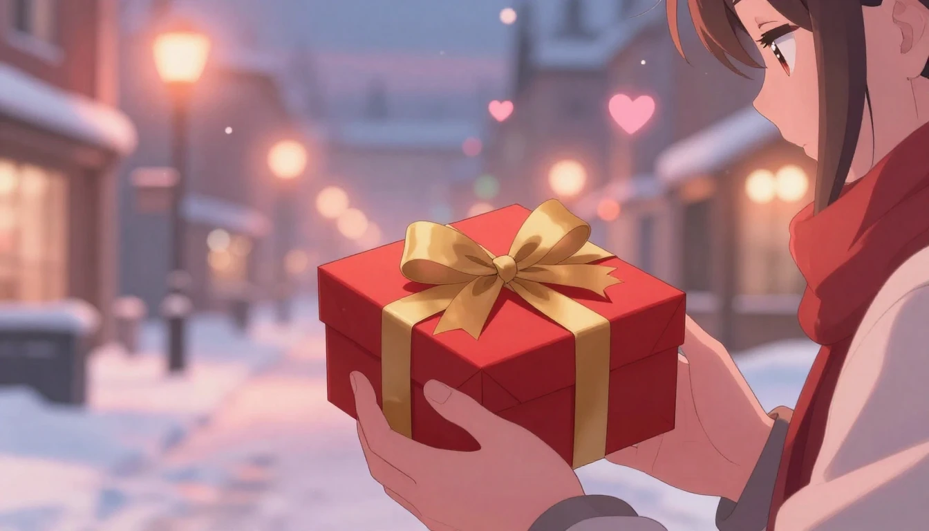 A romantic high-quality anime illustration for a Valentine's...