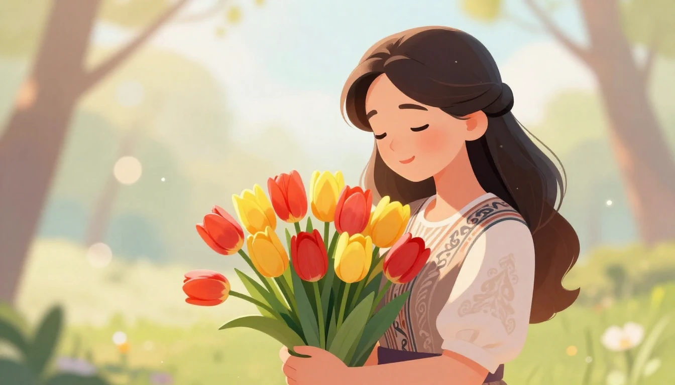 A heartwarming digital art illustration of a loving mother f...