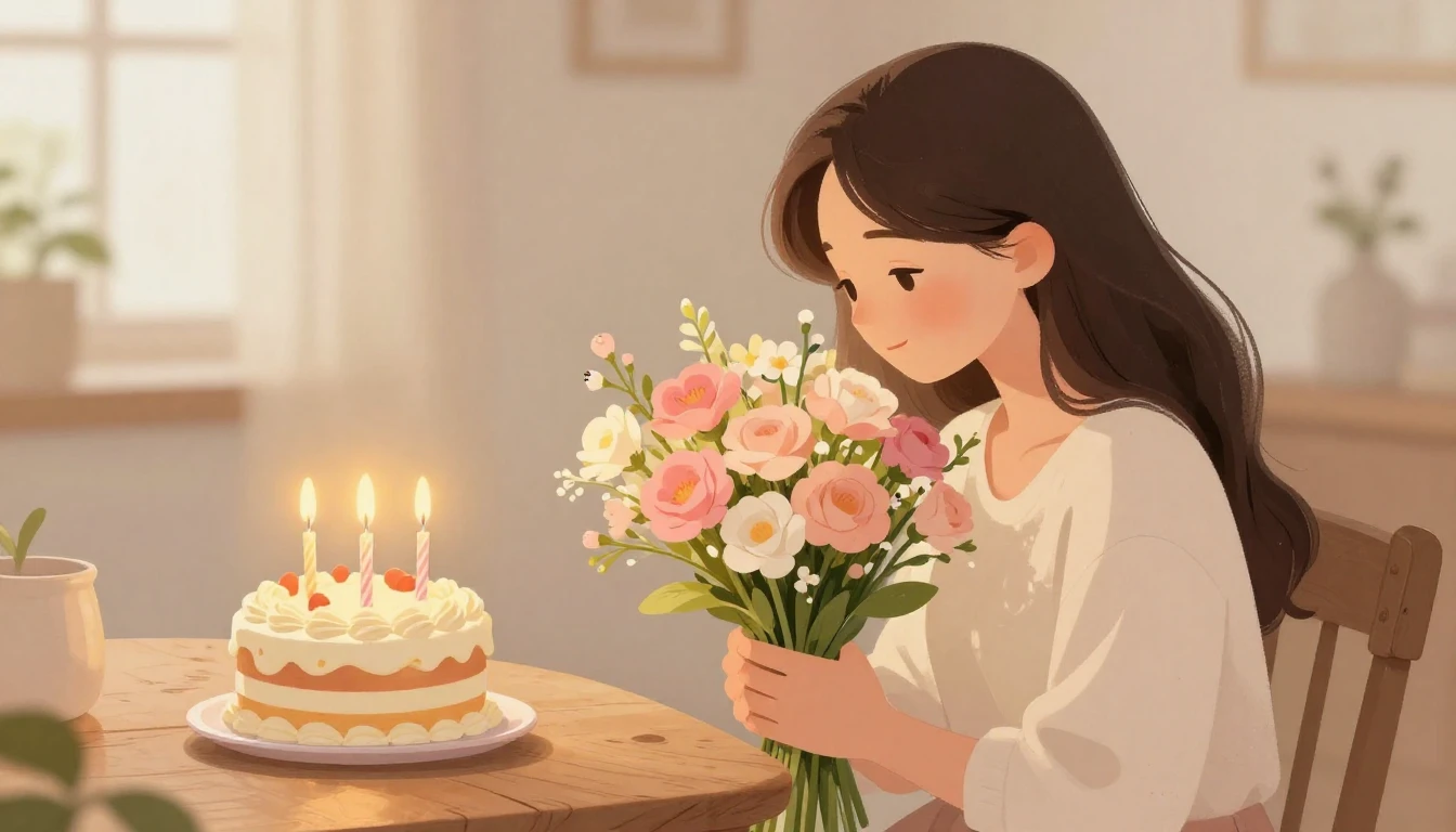 A heartwarming illustration of a gentle mother holding a bea...